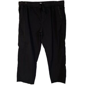 LL.Bean‎ Black Cargo Pants Drawstring Waist Relaxed Fit Cropped Womens Size